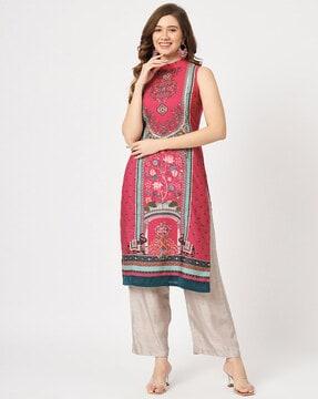 floral print straight kurta