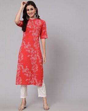 floral print straight kurta