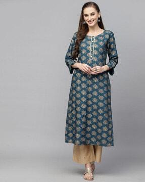 floral print straight kurta