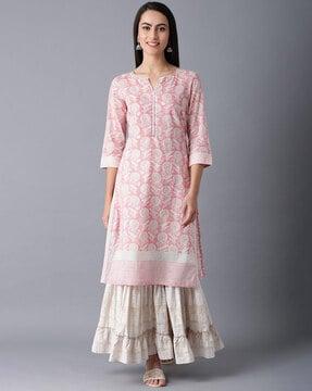 floral print straight kurta