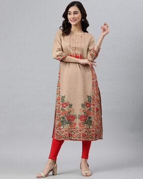 floral print straight kurta