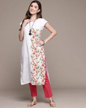 floral print straight kurta