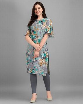 floral print straight kurta