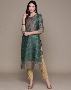 floral print straight kurta