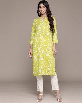 floral print straight kurta