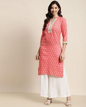 floral print straight kurta