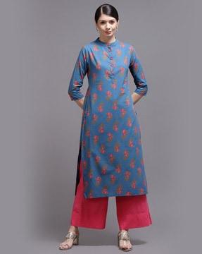 floral print straight kurta