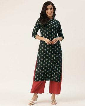 floral print straight kurta