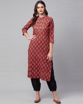 floral print straight kurta