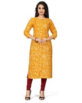 floral print straight kurta