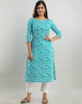 floral print straight kurta