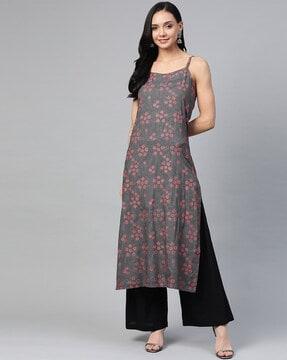 floral print straight kurta