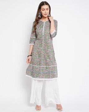 floral print straight kurta