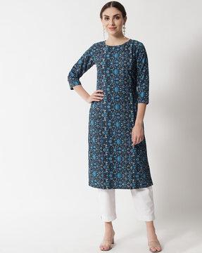 floral print straight kurta