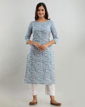 floral print straight kurta