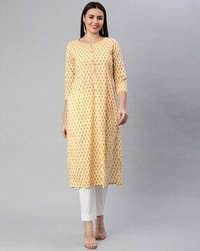 floral print straight kurta