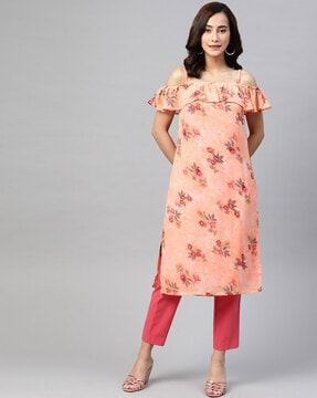 floral print straight kurta