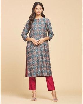 floral print straight kurta