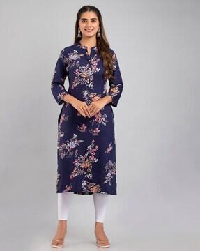 floral print straight kurta