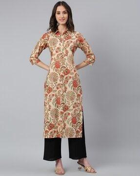 floral print straight kurta