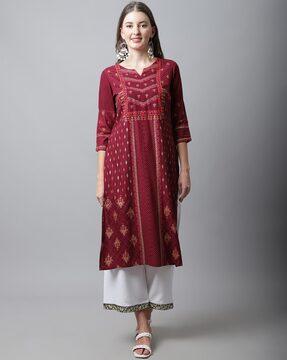 floral print straight kurta