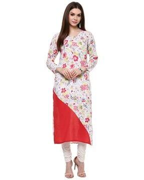 floral print straight kurta