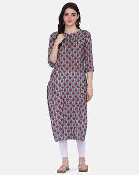 floral print straight kurta