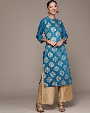 floral print straight kurta