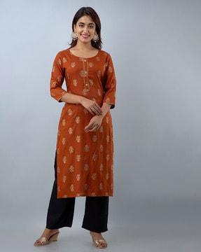 floral print straight kurta