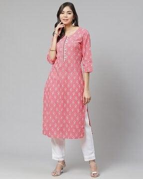 floral print straight kurta