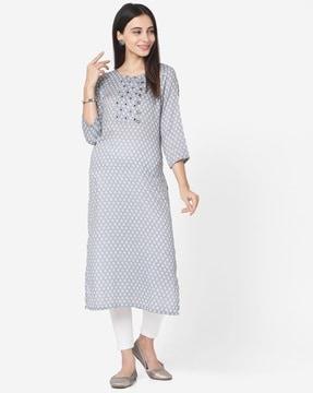 floral print straight kurta