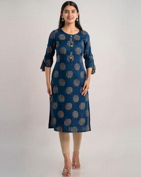 floral print straight kurta