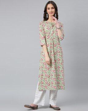 floral print straight kurta