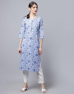 floral print straight kurta