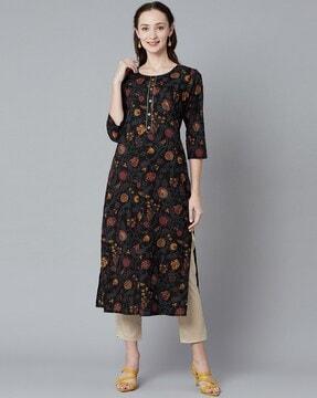 floral print straight kurta