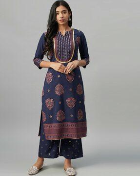 floral print straight kurta