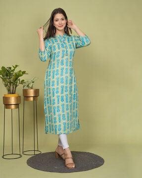 floral print straight kurta