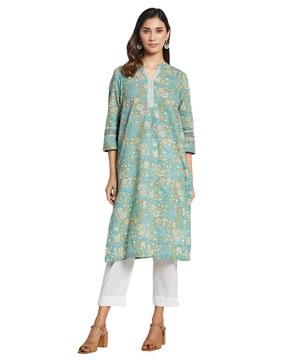 floral print straight kurta