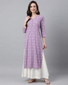 floral print straight kurta