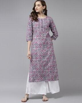 floral print straight kurta