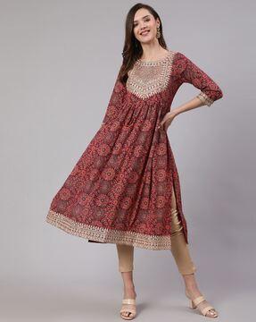 floral print straight kurta