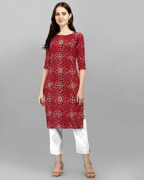 floral print straight kurta