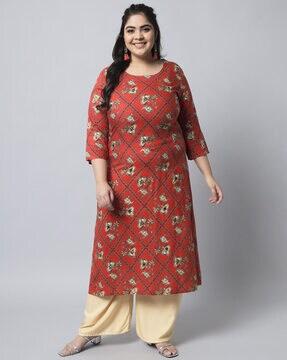 floral print straight kurta