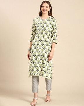 floral print straight kurta