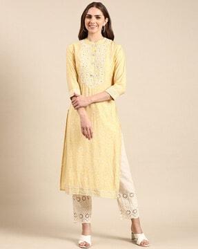 floral print straight kurta