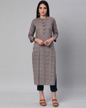 floral print straight kurta