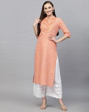 floral print straight kurta