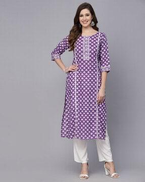 floral print straight kurta