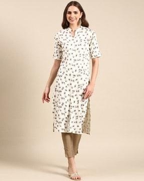 floral print straight kurta