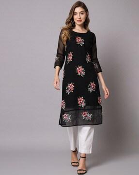 floral print straight kurta